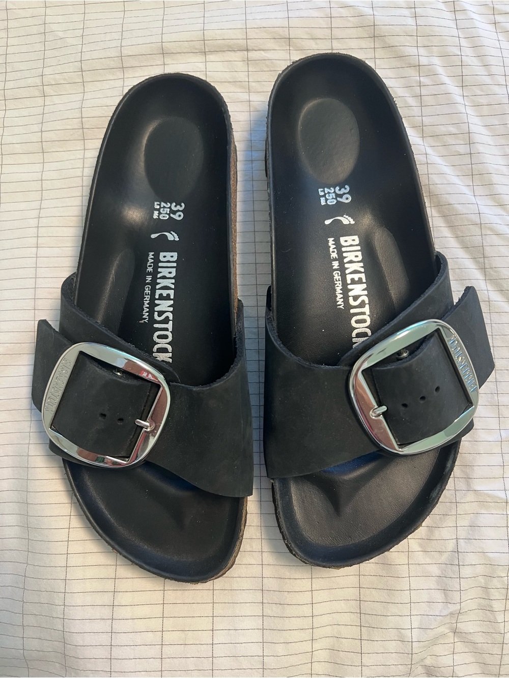 WOMEN Birkenstock Black Madrid Big Buckle Sandal. Wore 4 times/excellent cond.